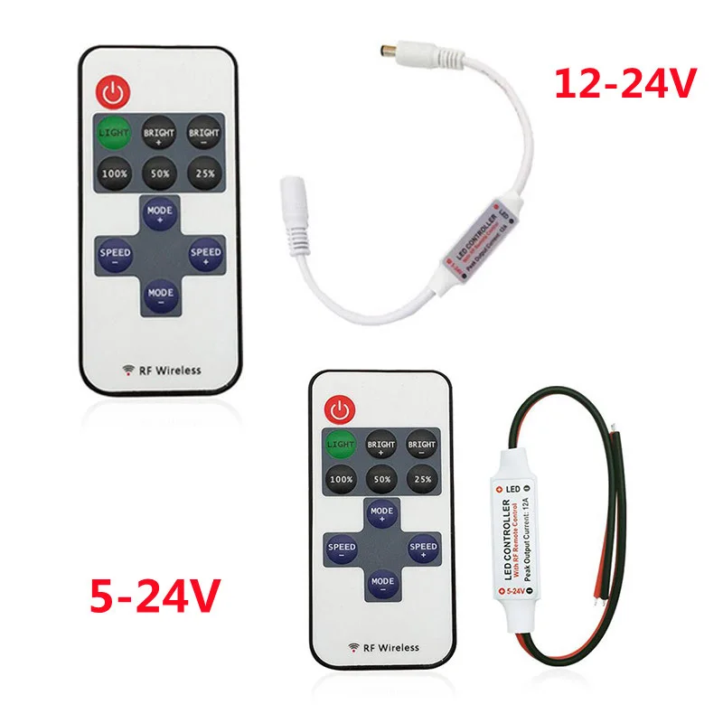 11key single color led dimmer DC 2pin 5.5x2.1mm 5V 12V 24V dimming strip light Remote controller connector For 5050/3528/2835 t1