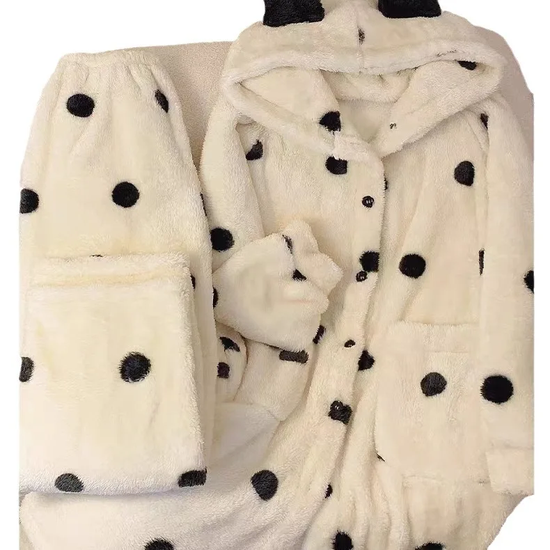 ملابس نوم نسائية جديدة من المخمل المرجاني رداء طويل مبطن بالصوف وسميكة ملابس منزلية للبيع بالجملة لموسم الشتاء