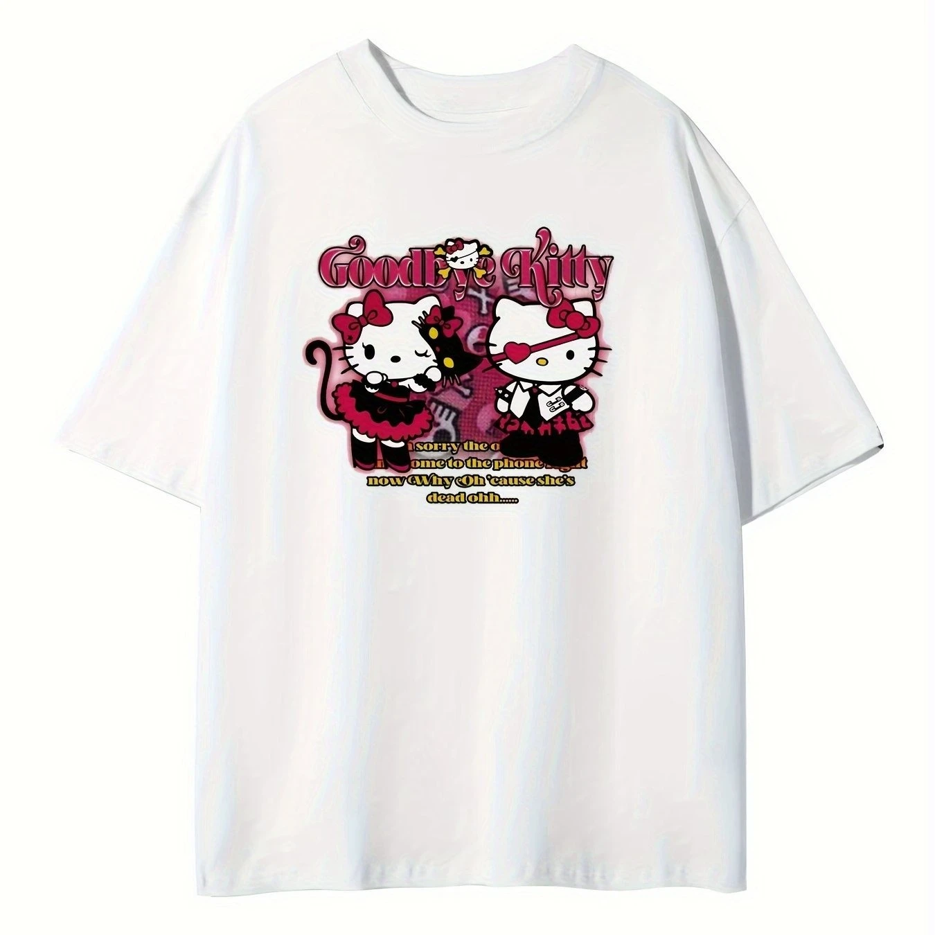 

Hello Kitty Graphic Printing Summer Autumn Winter Cotton Men's and Women's T-Shirts Short Sleeves Luxury Outdoor Sports Brand