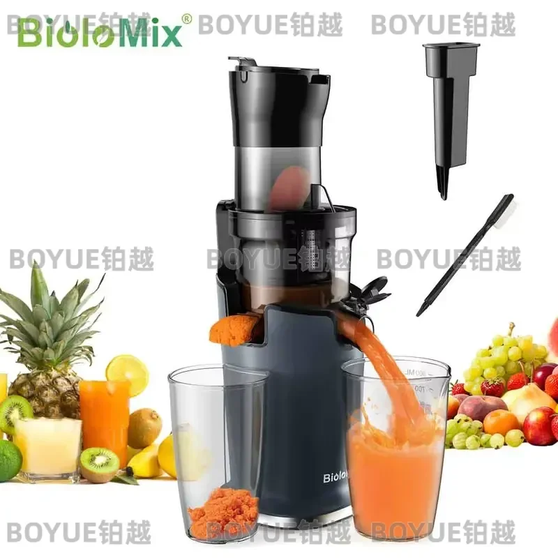 BioloMix Cold Press Juicer 78mm Wide Chute 200W Slow Masticating Extractor Low RPM Whole Fruit Vegetable Juice Maker Machine