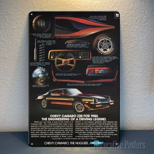 1p,Chevrolet Z28 1980 Car Metal Poster - Collectable Sign - Size: 8x12inch