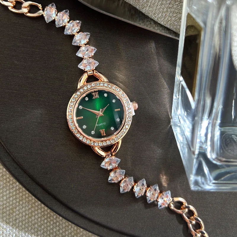 UTHAI CQ383 Bracciale per orologio da donna alla moda con orologio al quarzo colorato intarsiato con diamanti, regalo di orologio di lusso leggero, orologi da donna