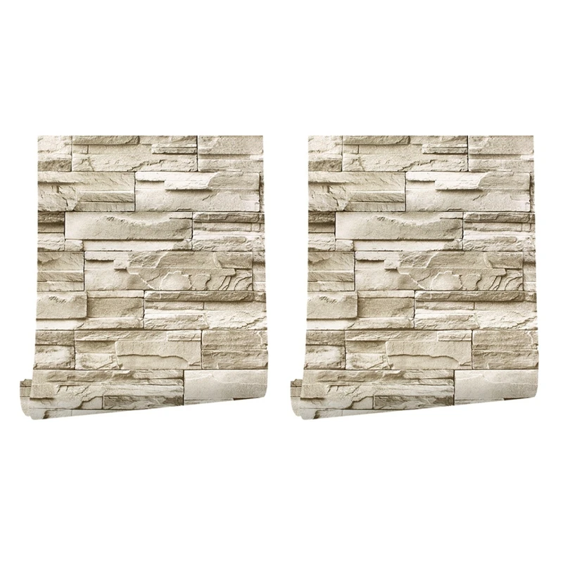 

2Pcs 6M Vinyl 3D Brick Rock Sticker Paper Self Adhesive Wallpaper Furniture Wall Stickers