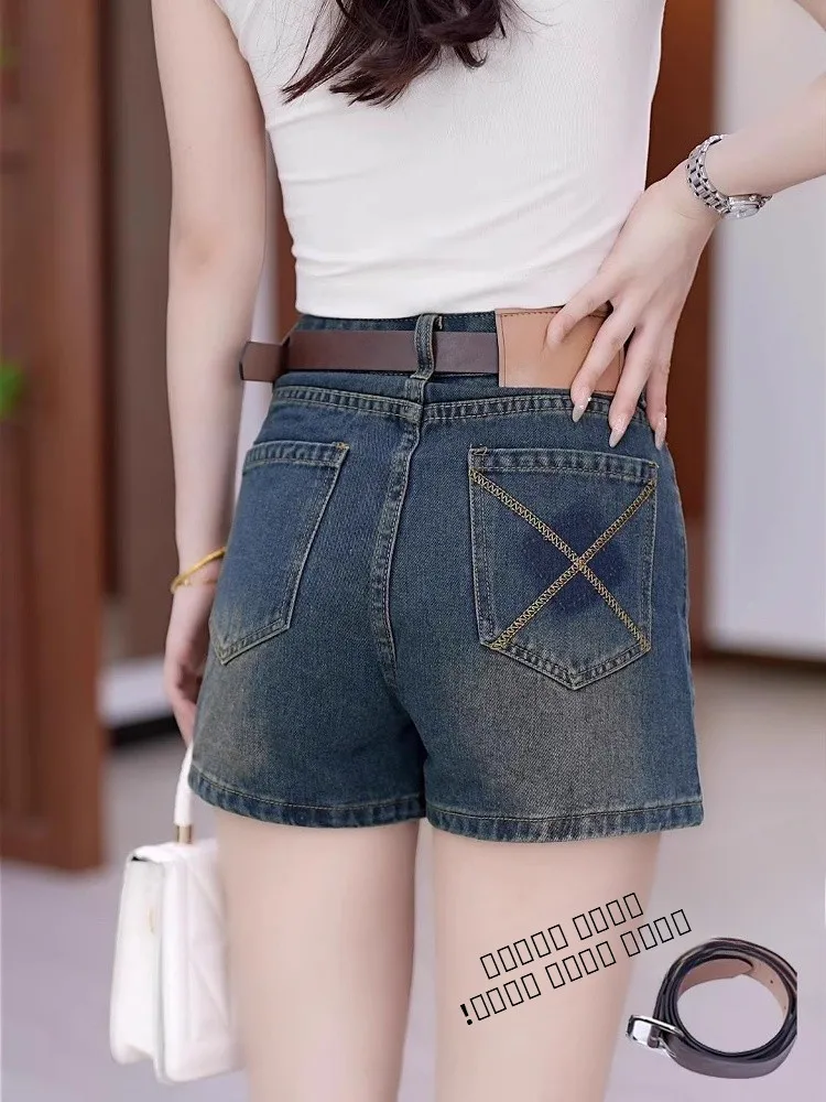 

Джинсовые шорты с высокой талией и широкими штанинами для женщин: летние, тонкие, свободные, больших размеров, стройнящие, модные, универсальные, джинсовые шорты для дам