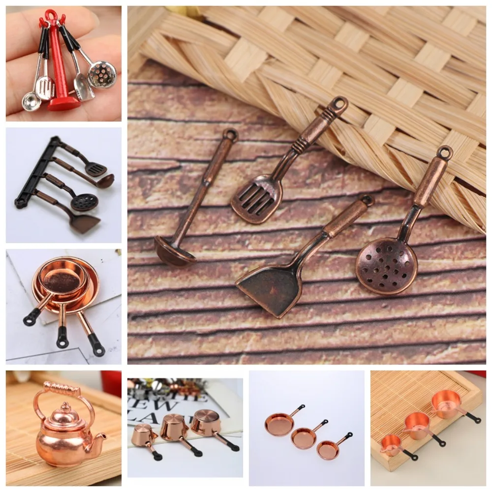 Hervidor 1:12 Mini juegos de utensilios de cocina escala 1:12 juego de cocina de aleación utensilios de cocina Mini Mini Kit de cocina Mini casa de juego