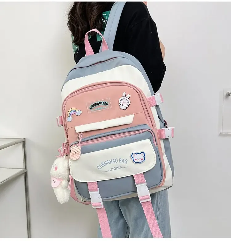 Mochila escolar impermeável de várias camadas para meninas, design de vento coreano, bolsas de estudante para mulheres, grande capacidade, 2023