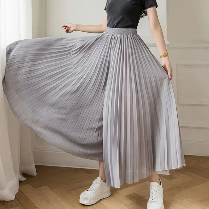 High Waist Pleated Drapey Wide Leg Culottes Summer Loose Fit Casual Pants Straight Leg Print Design Elastic Waistband