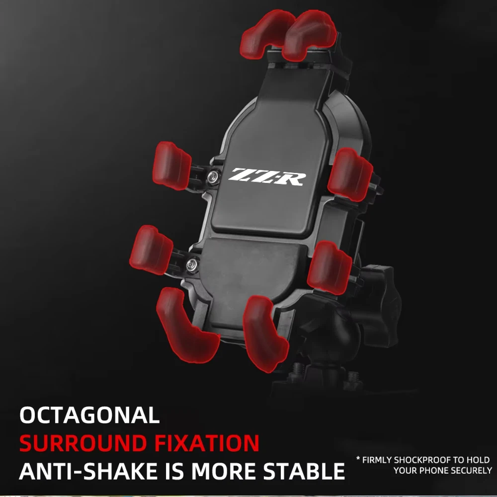 Rearview Mirror Motorcycle Phone Mount Anti-Shake Rotation Holder For Z Kawasaki ZZR600 ZZR1200 1400 ZZR 600 1200 Adjustable view 6