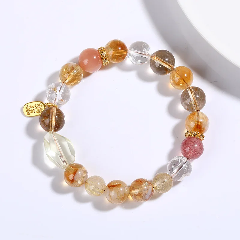 Natural Stone Lucky Bracelet Original Design Crystal Yellow Asai White Crystal Asai Fine HandString White Crystal Gift for Girls