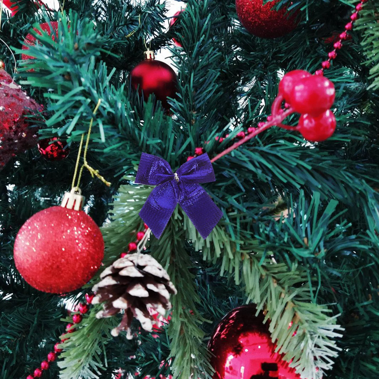 

60Pcs Christmas Bowknot Ornaments Premium Fabric Decorative Hanging for Christmas Tree Party Home Xmas Decorations