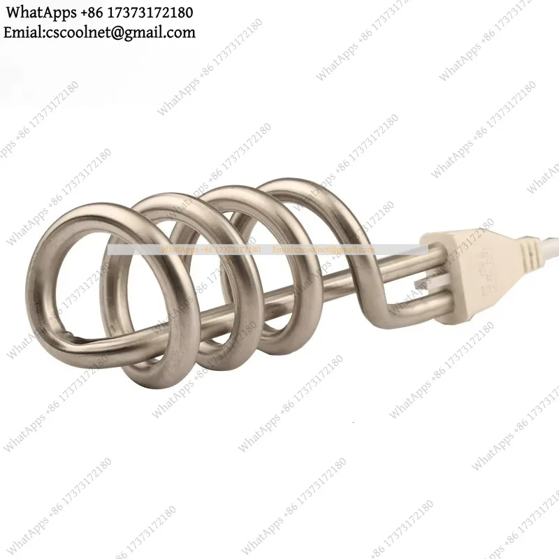 220V 2000W Stainless Steel Spiral Immersion Water Heater with Thermostat Auto Shut-Off