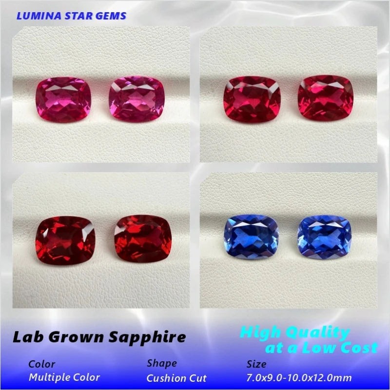 Lab Grown Colorful Sapphires Cushion Cut Multi-color AAA+Clarity Gems For Jewelry Setting&Custom Design Selectable Certificate