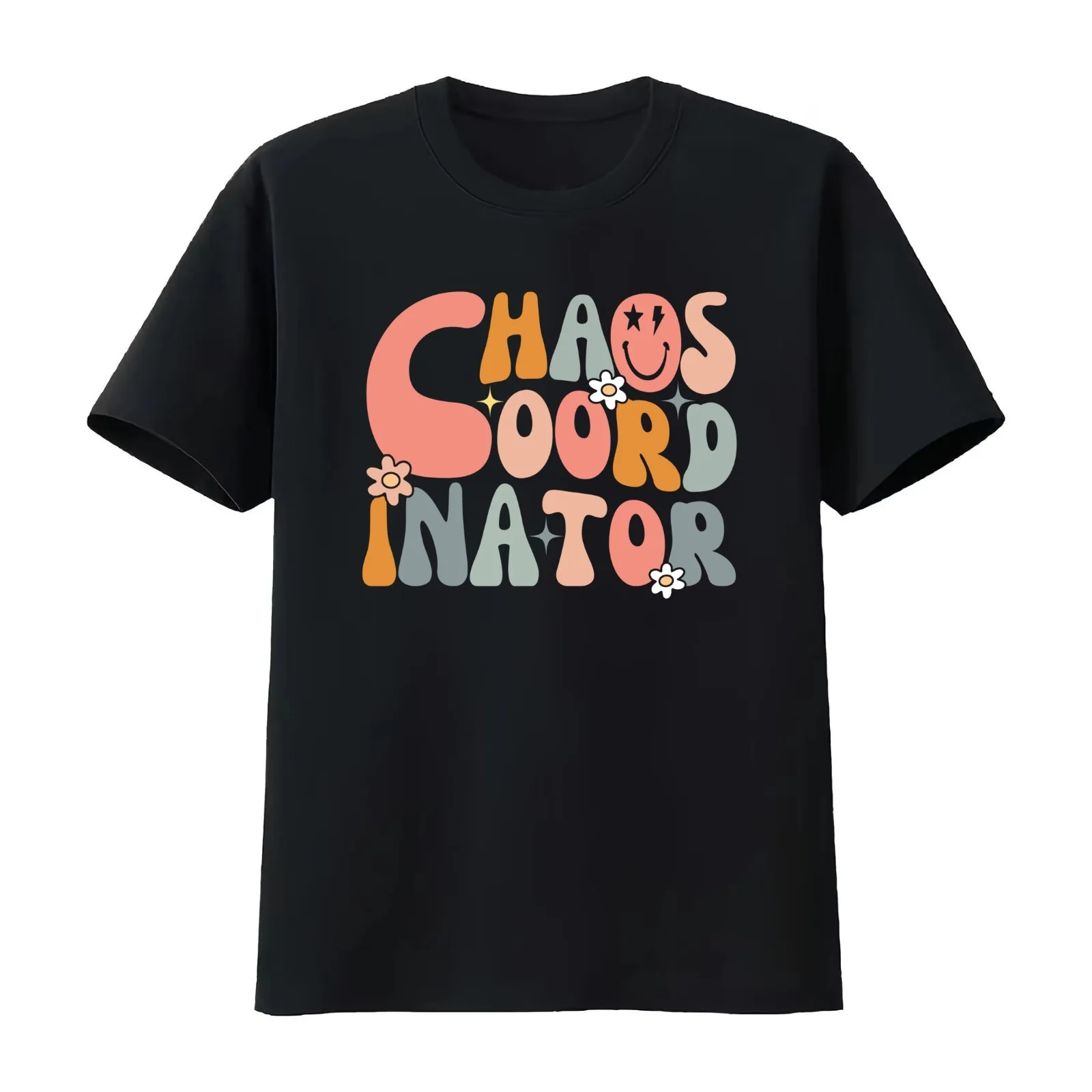 Retro Groovy Chaos Coordinator Funny Humor Appreciation T-Shirt Summer Casual Cotton Tee Oversized Streetwear Tops