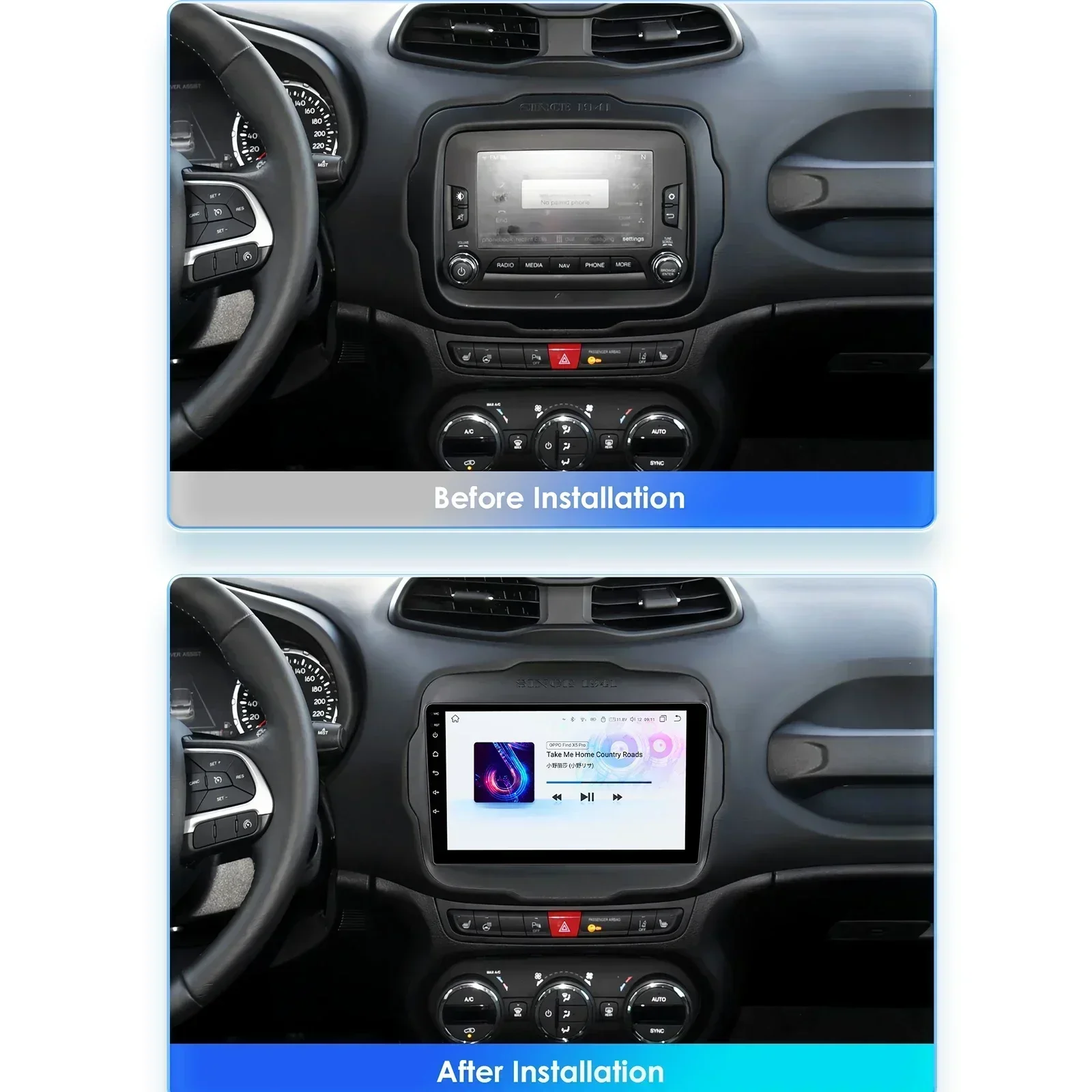 Carplay 7862 AI Intelligent Systems Android 14 Car Radio for Jeep Renegade 2016-2020 Multimedia Video Player GPS 4G FM Autoradio