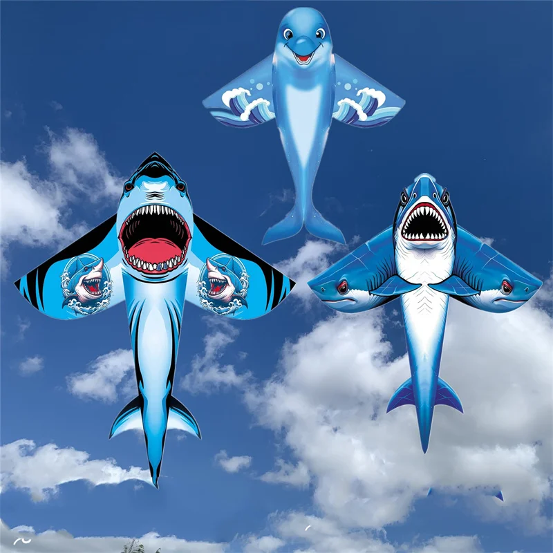 free shipping shark kite flying dolphins kite nyion fabic whale kites factory outside toys children's rag kids outdoor games koi