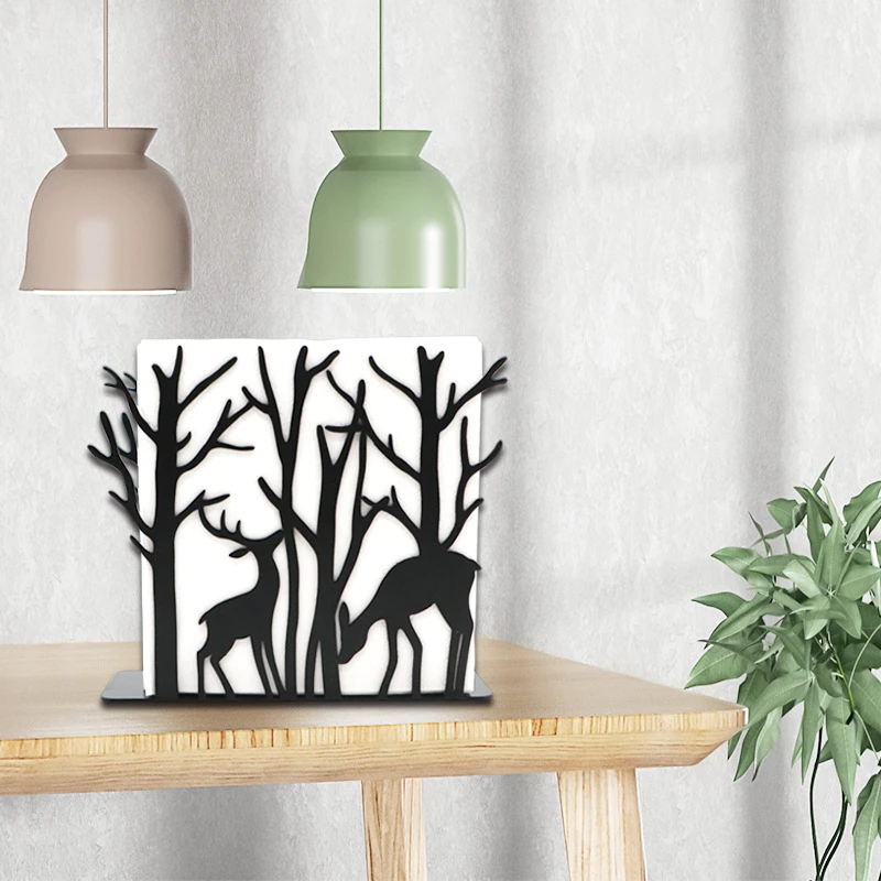 Moderner, minimalistischer Tierwald-Eisen-Kunst-Serviettenhalter für Wohnzimmer, Schlafzimmer, Esszimmer, Zuhause, Metall-Taschentuch-Aufbewahrungsbox
