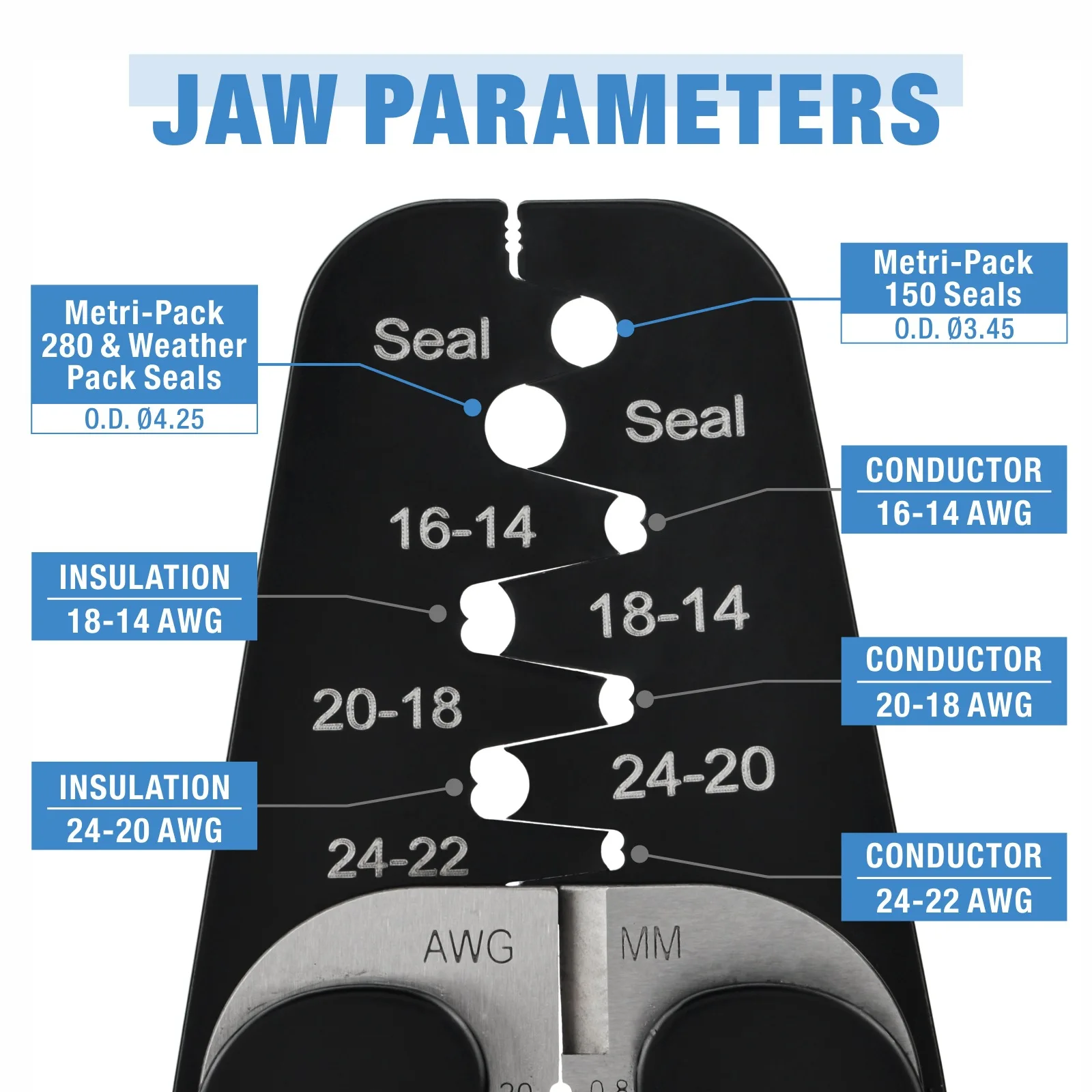 IWC-1424AB Wire Crimping Tool for Weather Pack Terminals,Metri Pack Connectors,Open Barrel Terminals With Stripper/Cutter Plier