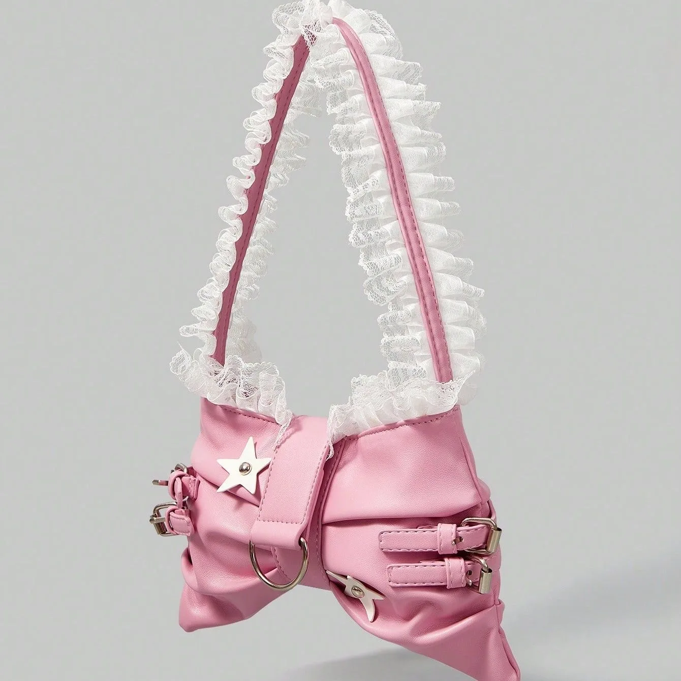 

Japanese Lolita Women Handbag Fashion Bow Lace Y2K Pink Shoulder Bag Sweet and Cute Multi-functional Daily Travel Cosmetic Bag