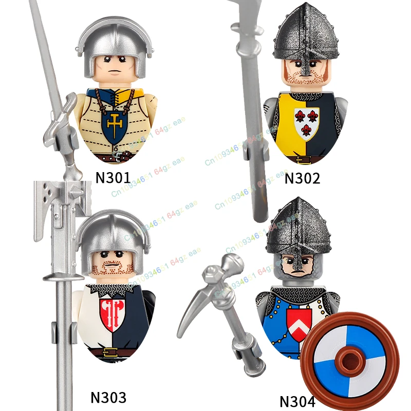 Blocs de construction de la série militaire médiévale, château, figurines de soldats de l'armée, Empire, Dragon vert, chevalier, loup, guerrier, arme, jouets en briques