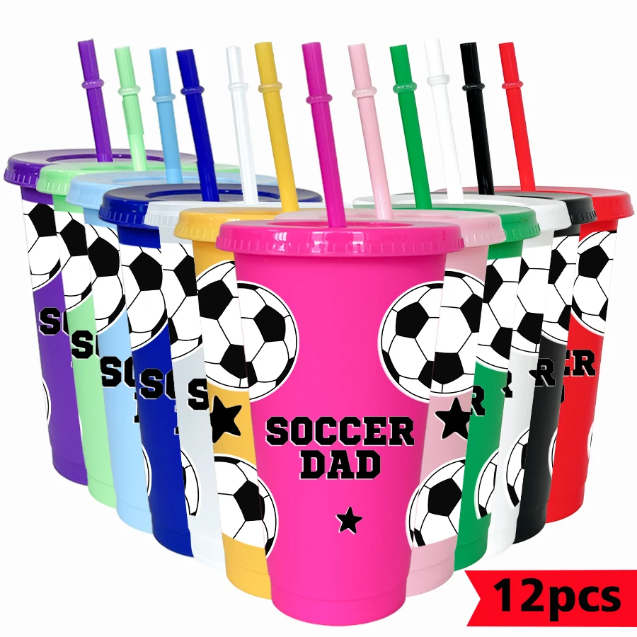 12pcs-set-football-star-pattern-26oz-colored-plastic-party-cold-cup-for-birthday-back-to-school-gift-gameday-drinkware
