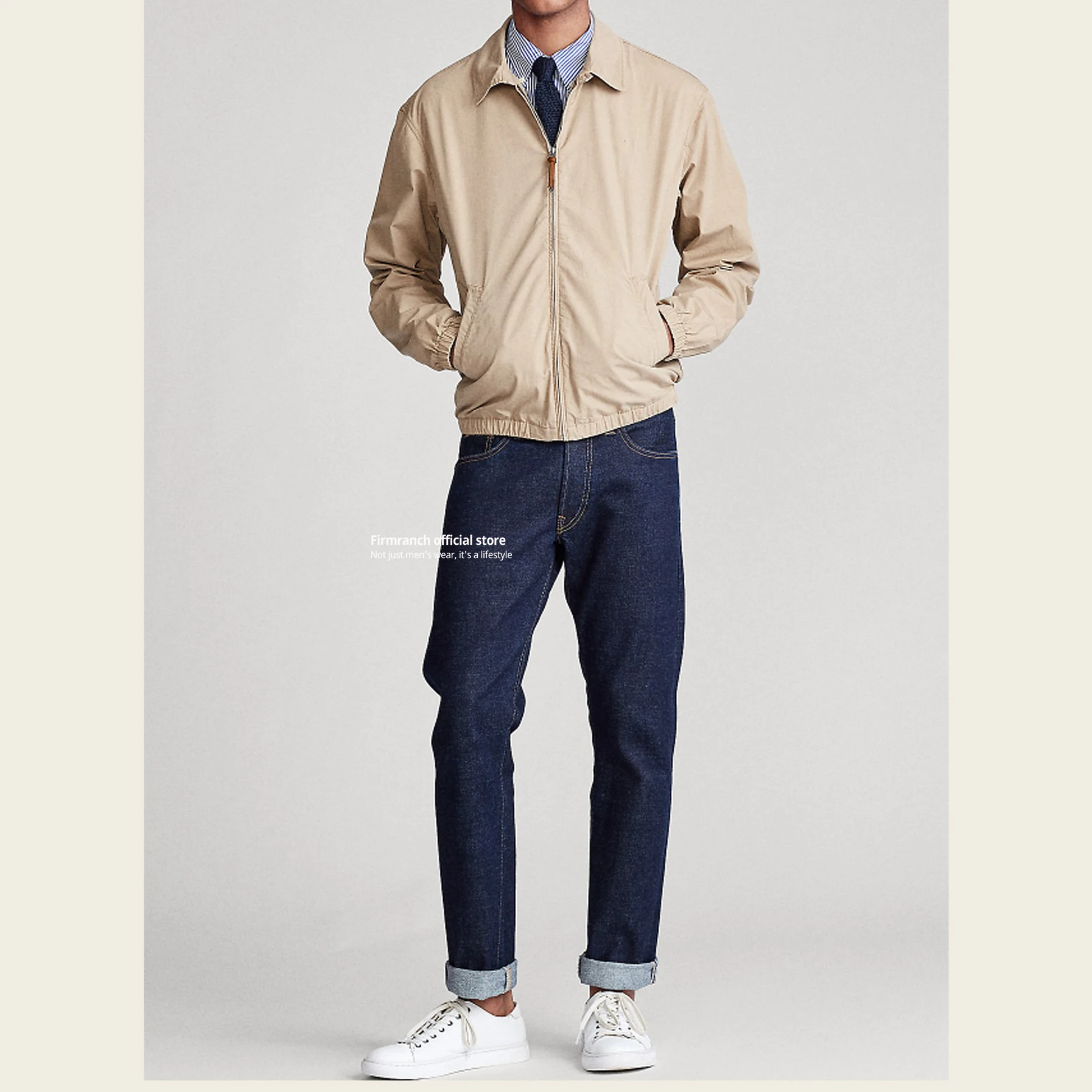 Firmranch Amekaji British Vintage Classic Jacket  For Men Women Cotton Lapel Business Casual Trench Coat Spring Autumn Blazer