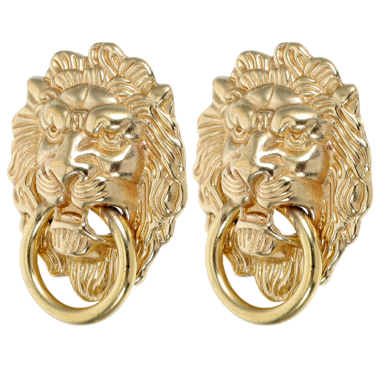 

2Pcs Brass Lion Head Handle Chinese Style Cabinet Door Pull Decorative Hardware for Wardrobe Drawer Brass Door Handles