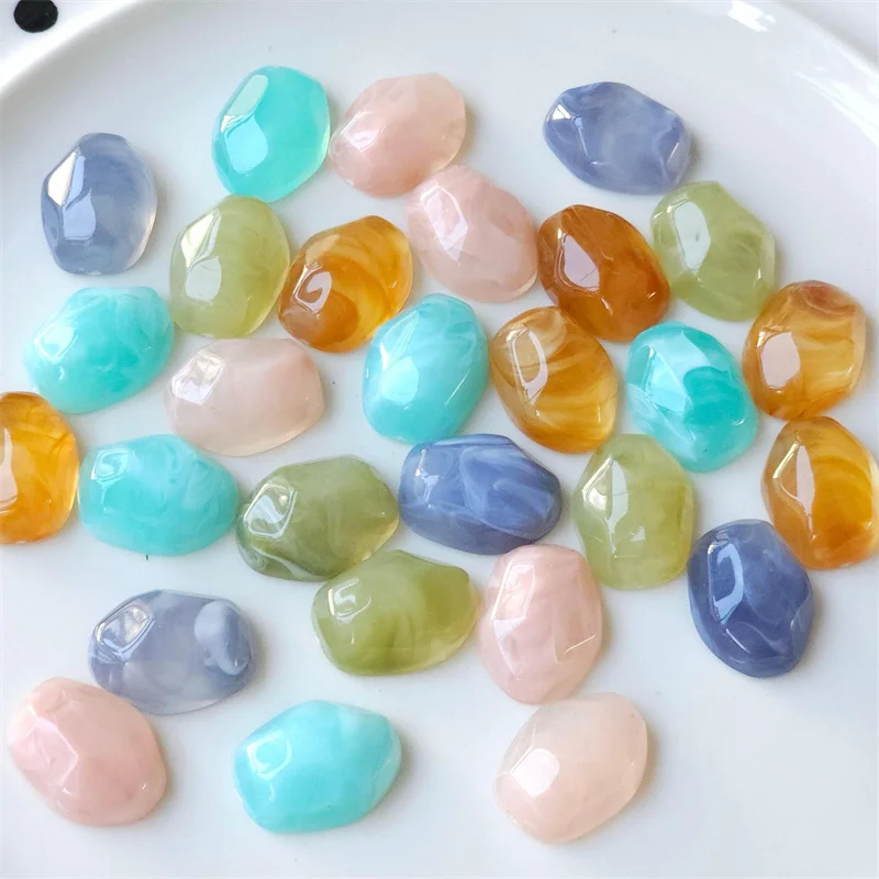 الجملة 100 قطعة/الوحدة اللون طباعة الهندسة غير النظامية شكل الراتنج كابوشون الخرز لتقوم بها بنفسك مجوهرات الملابس الشعر التبعي