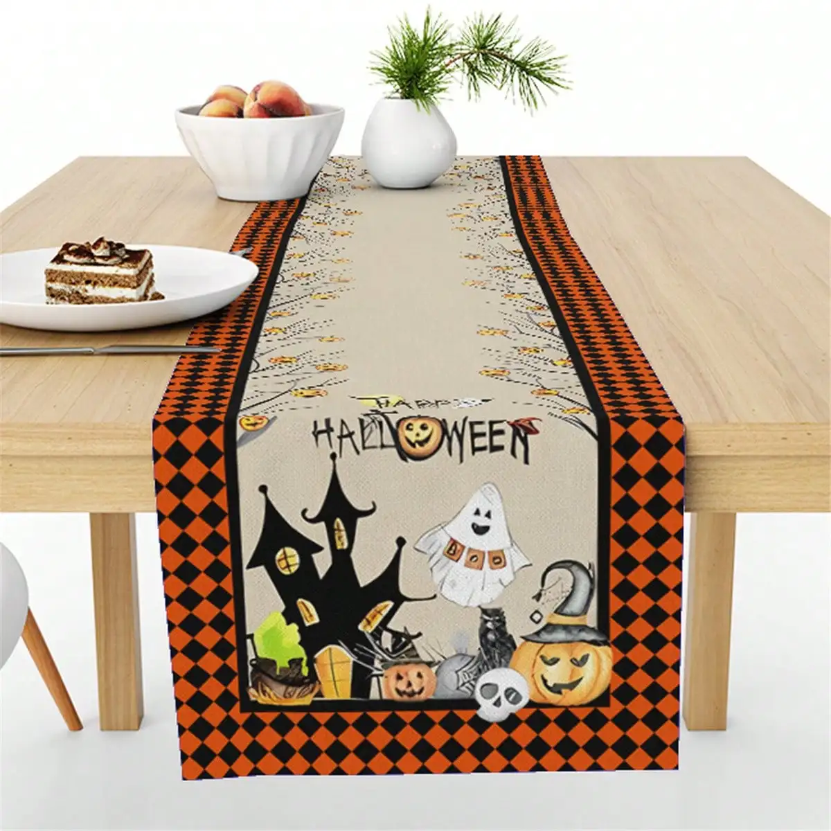1PC table flag new Halloween printed dining table cloth decoration foyer kitchen American light luxury small tablecloth