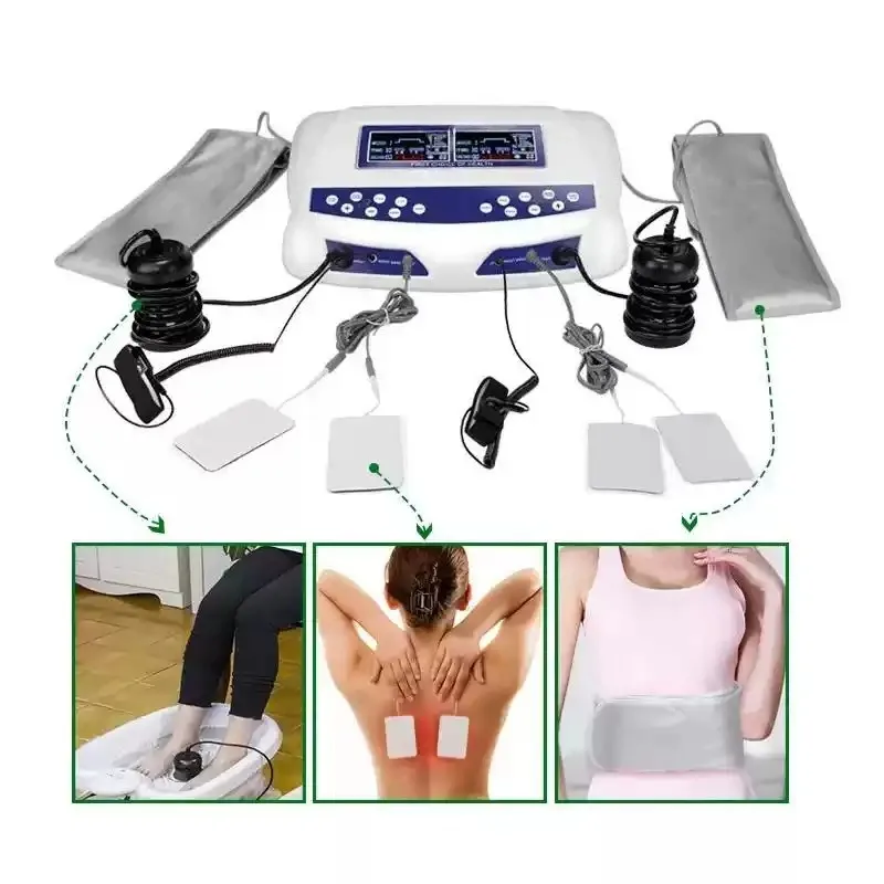 Professional Dual Ionic Foot Detox Spa Machine 8 Modes Pulse Massage FIR Belts Ion Cleanse Home Health Care