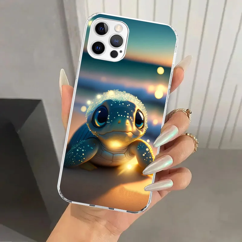 Cartoon Sea Turtle Tortoise Phone Case for Iphone 16 15 14 13 12 Mini 11 Pro Max X XS XR 7 Plus 8 SE 2020 Soft Funda Print Shell