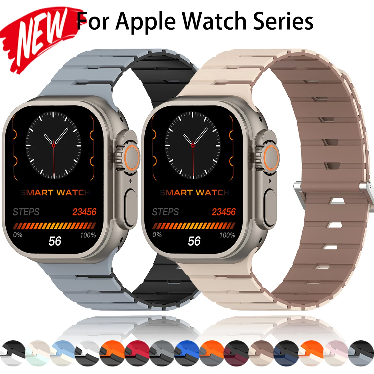 Magnetic Piano Key Band for Apple Watch Series 11 10 9 8 7 6 SE3 Ultra 3/2 Silicone Sport Strap for Iwatch 49 44 42 40 38mm Belt