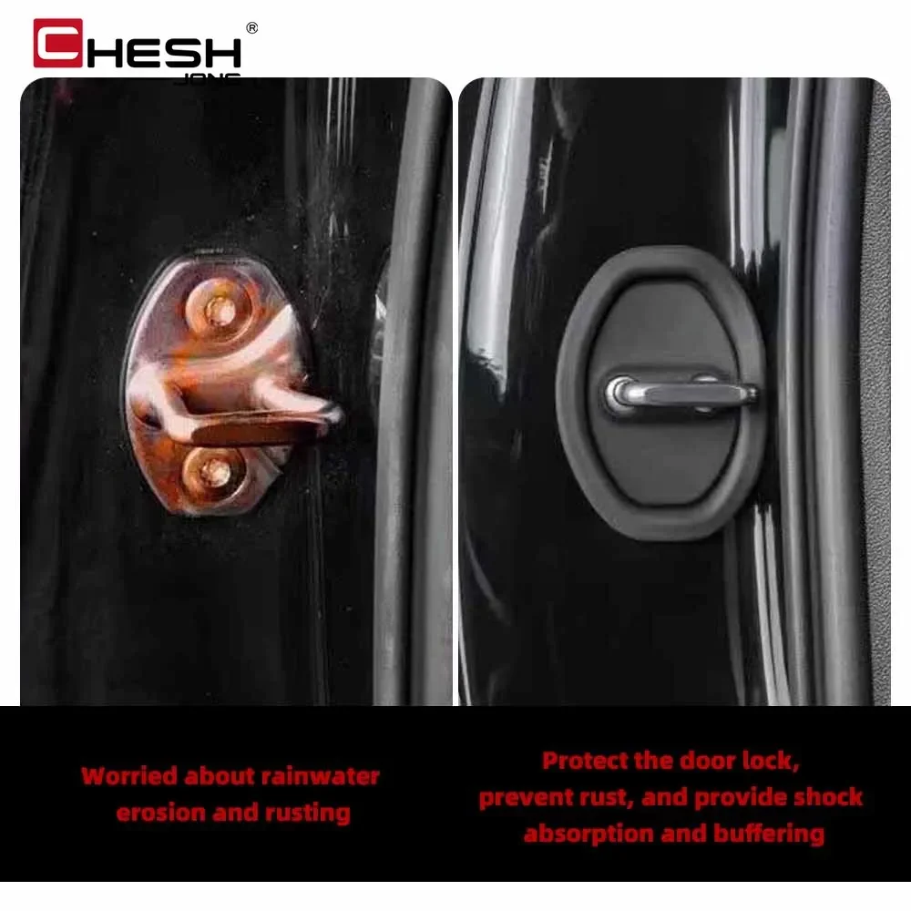 4Pcs Auto Door Lock Buckle Anti-Collision Protective Cover Car Door Lock Protective Cover Silicone Autos Shock Absorbing Pad