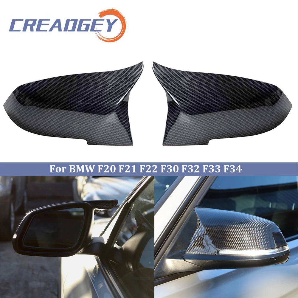 

2PCS Rearview Mirror Cover Carbon Fiber Glossy Black for BMW Series 1 2 3 4 X M 220i 328i 420i F20 F21 F22 F23 F30 F32 F33 F36