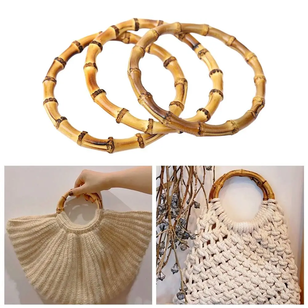 1Pc Handmade Handbag DIY Tote Purse Bag Frame Round Shape Bamboo Bag Handles Making Bag Accessories Replacement Handles