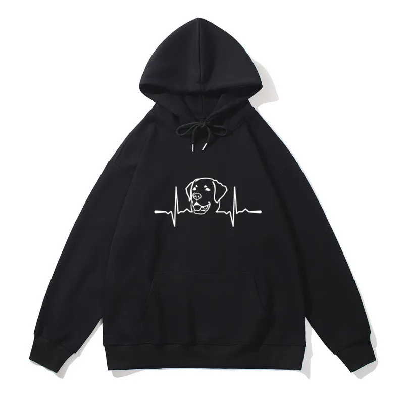 Labrador Dog Heartbeat Casual Streetwear Harajuku Men Women Cotton Hoodies Sweatshirts
