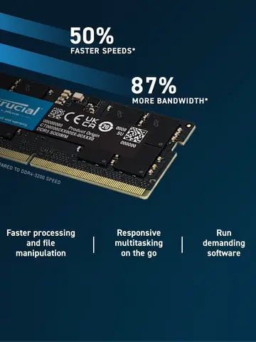 Crucial RAM 16GB 24GB 32GB 48GB DDR5 5600MHz PC5-44800 Laptop Memory, non-ECC SODIMM