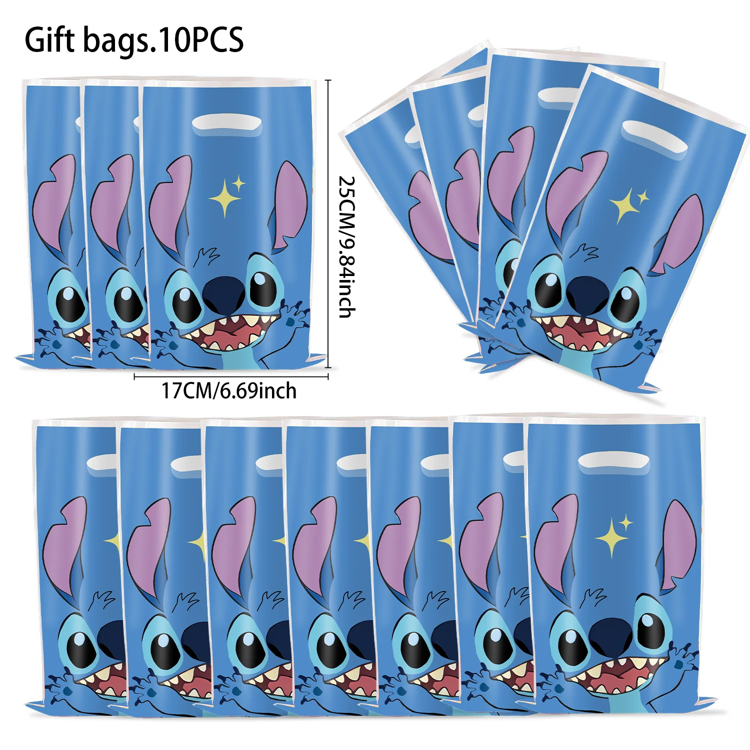 10/40PCS ใหม่ Disney Stitch ของขวัญถุงพลาสติก Loot Candy กระเป๋าสีชมพู Stitch Theme เด็กวันเกิดอุปกรณ์บ้านของขวัญตกแต่ง