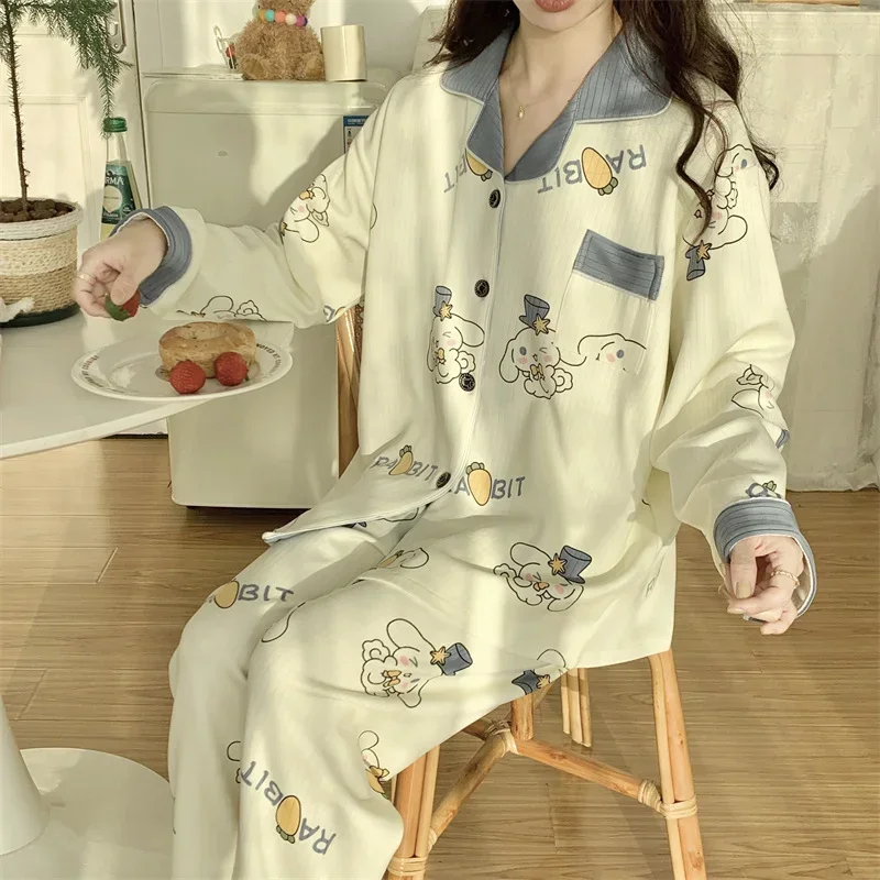 Sanrio Pacha Dog Autumn New Cute Pajamas Female Cartoon Yugui Dog Long Sleeve Pants Large Size Loungewear Set