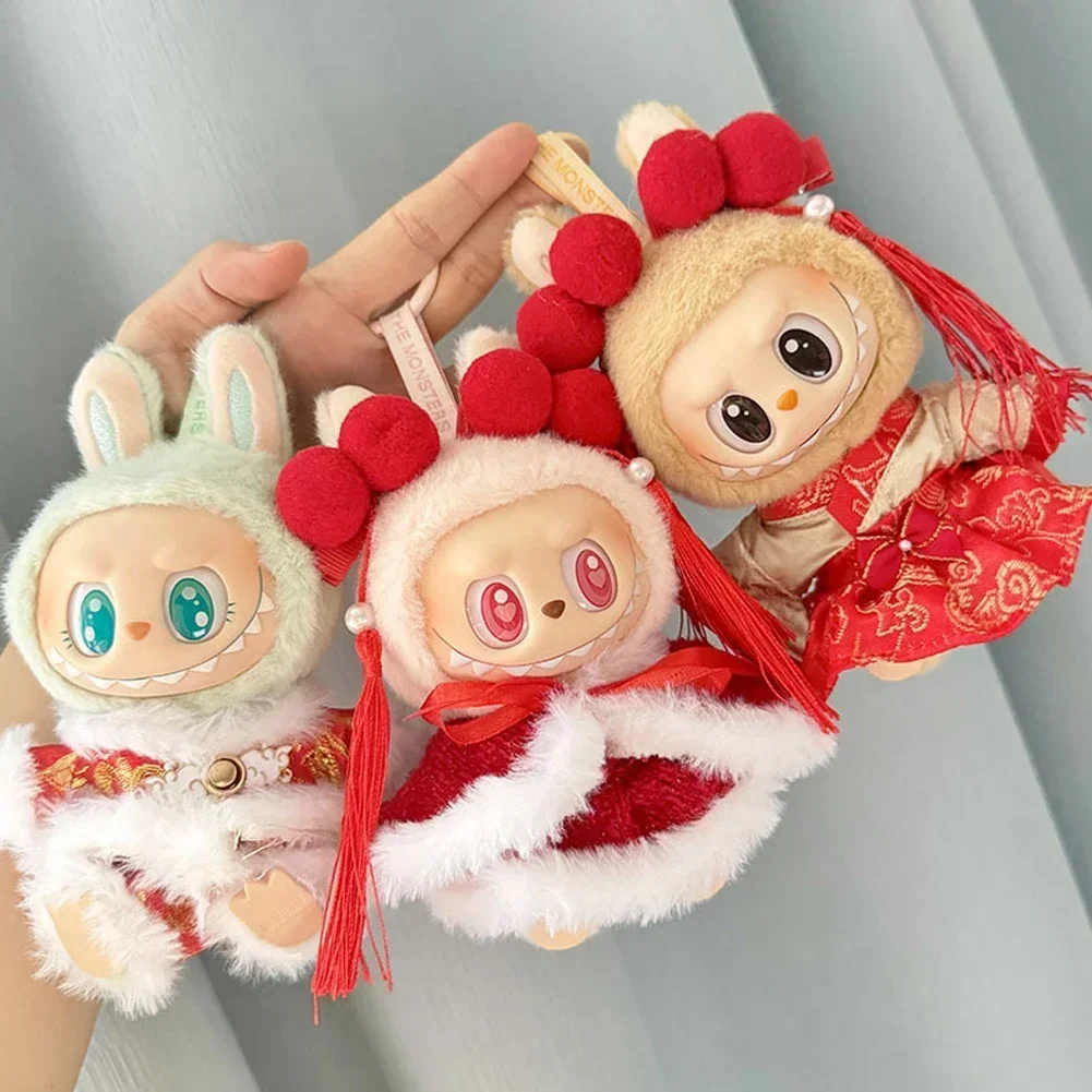 17cm Mini Plush Doll'S Clothes Outfit Accessories for Korea Kpop Exo Labubu Idol V1 V2 New Year Tang Suit Red Cloak Clothing