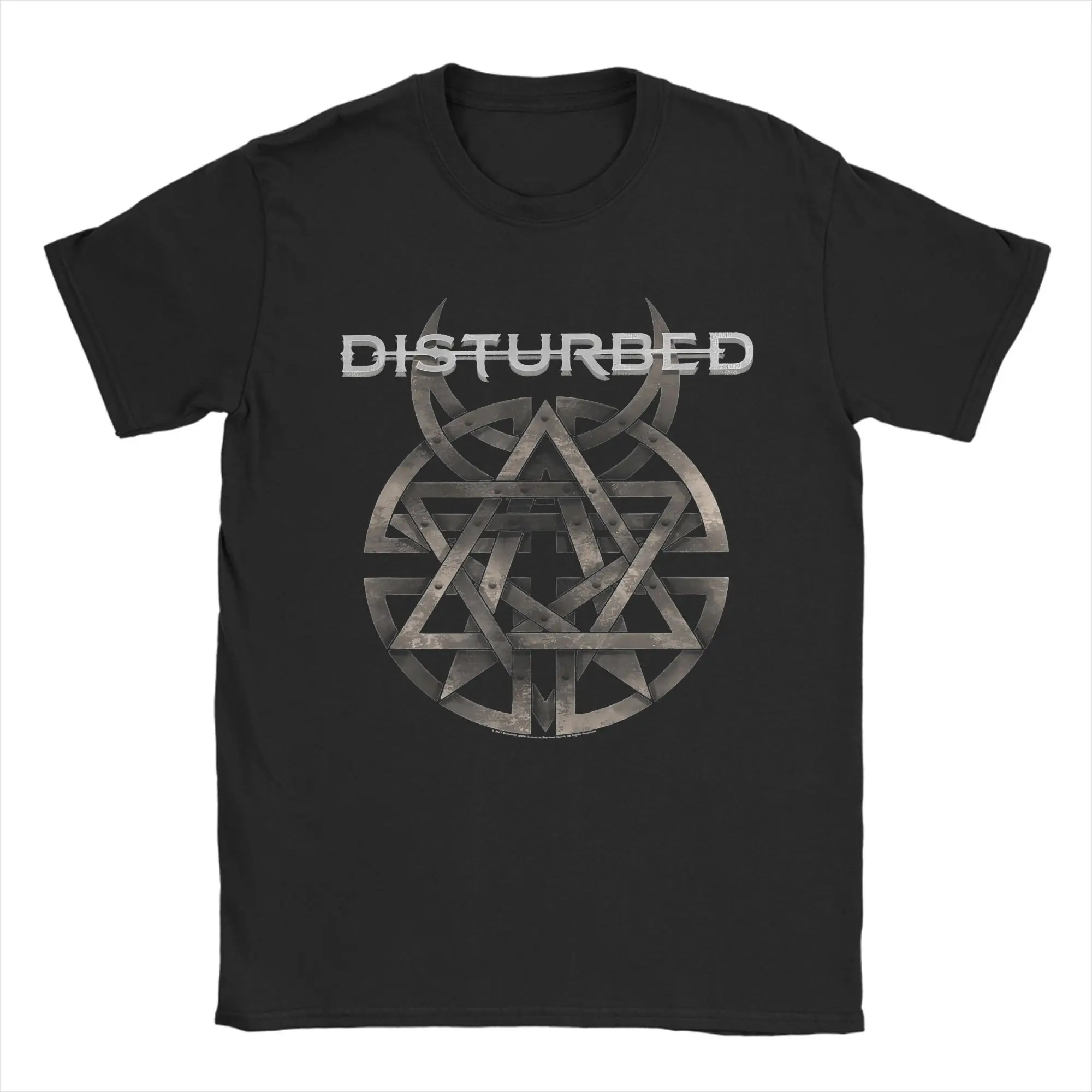 Disturbed Logo Band T Shirt Men Cotton Fun T-Shirt O Neck  Tees Short Sleeve Clothing Birthday Present