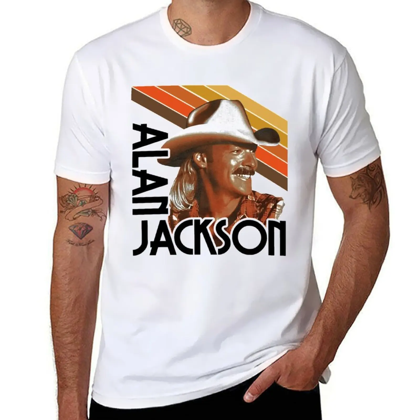 

Alan Jackson Retro Country FanArt Tribute Shirt T-Shirt t shirt personalised t shirts for man cotton soft T-Shirt