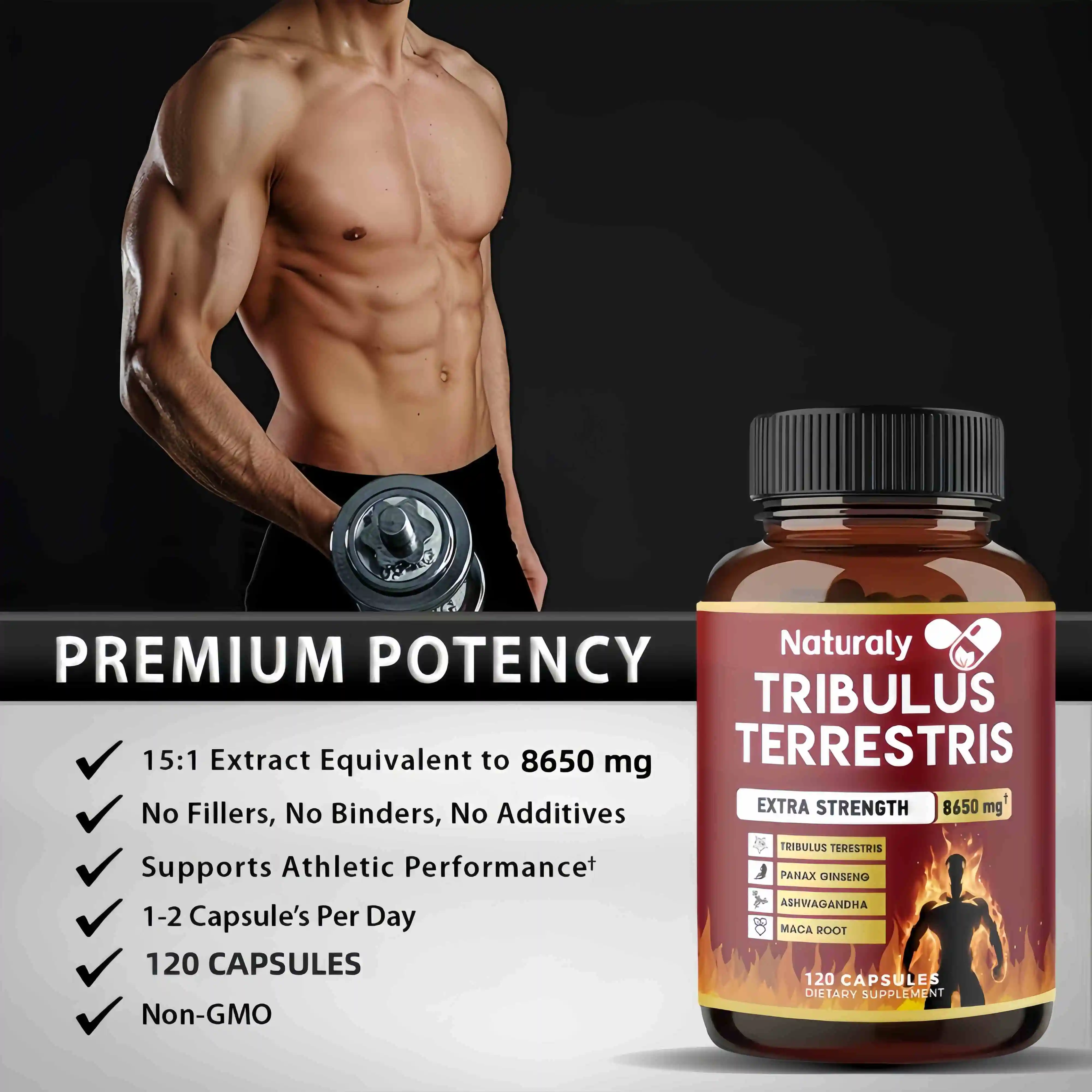 Tribulus Terrestris Extract Capsules for Men and Women - Supports Energy, Mood, Endurance and Athletic Performance