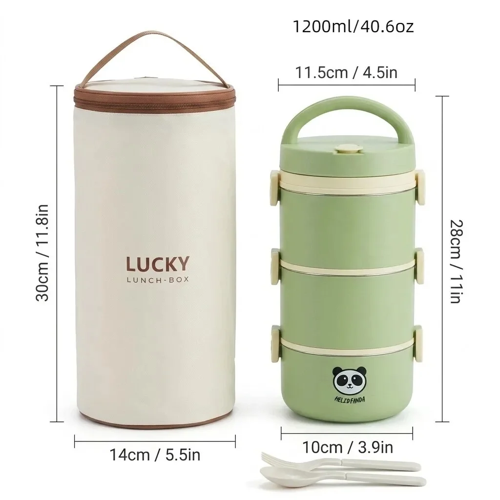 Magnetronbestendige 304 roestvrijstalen bentobox, 2/3-laags, stapelbaar, thermische lunchbox, lekvrije voedselcontainer voor kinderen en volwassenen