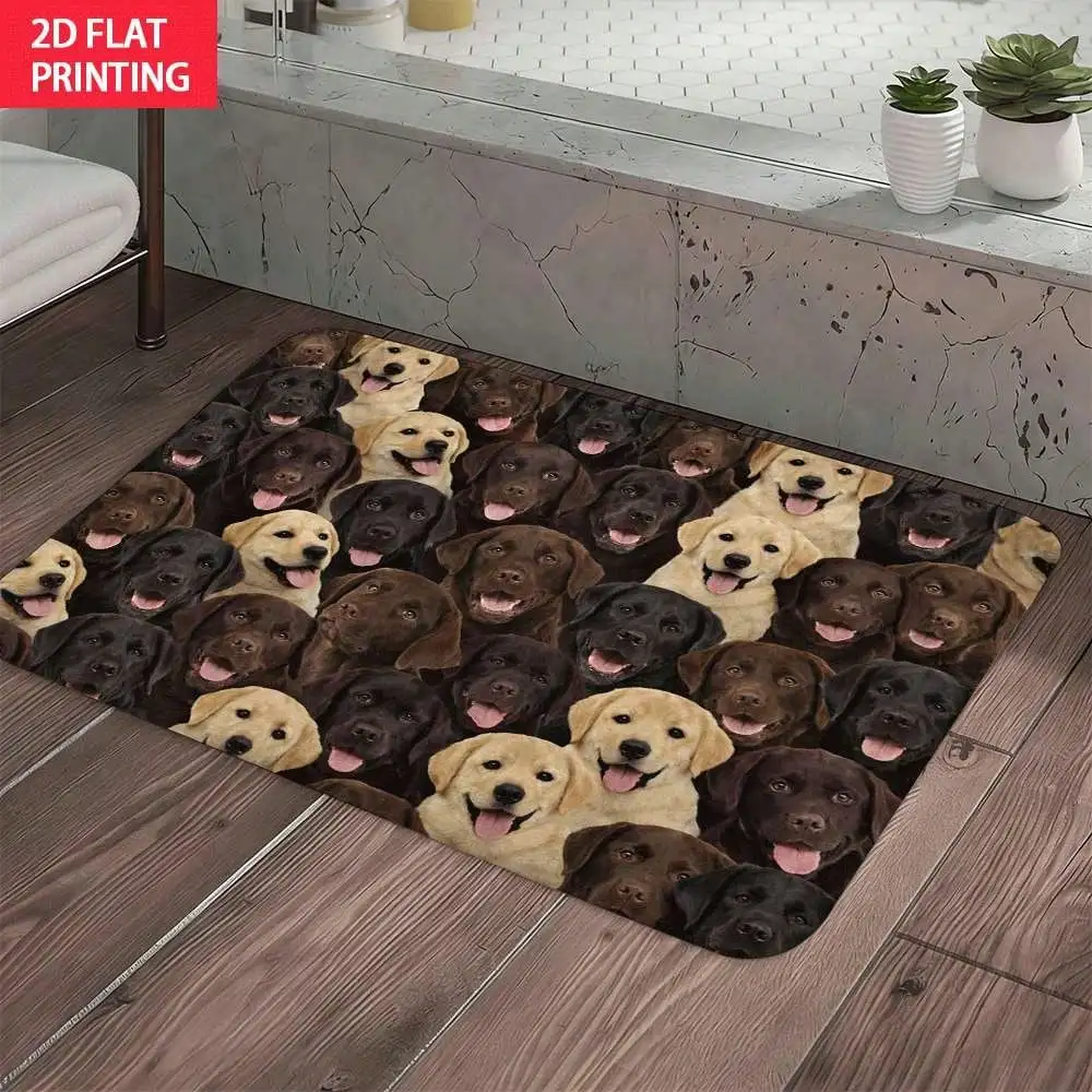 Labrador Retriever Rug Suitable For Bathroom, Kitchen & Entryway - Non-Slip Water Absorbent Floor Mat With Adorable Labrador Puppy, Washable Soft Suitable For