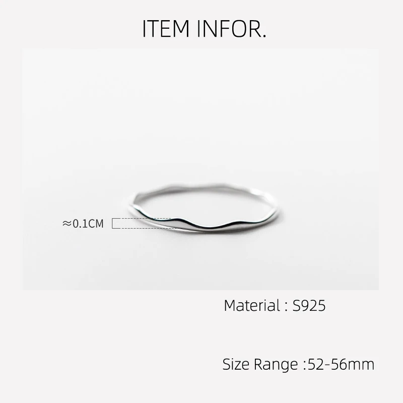 La Monada CN Size 52-56mm Wave 925 Sterling Silver Rings For Women Simple Irregular Wedding Women Ring Fine Jewerly