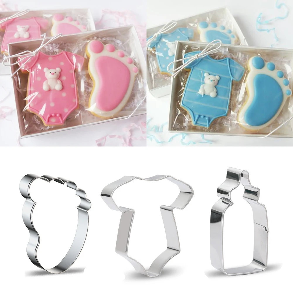 1pc Stainless Steel Baby Shower Series Cookie Molds Baby Car T-shirt Biscuit Cutter Mold for Kids Baby Shower Party DIY Supplies