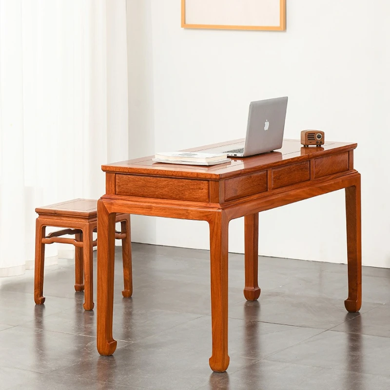 Mahogany furniture Myanmar rosewood desk student study table Chinese style desk big fruit red sandalwood study computer desk