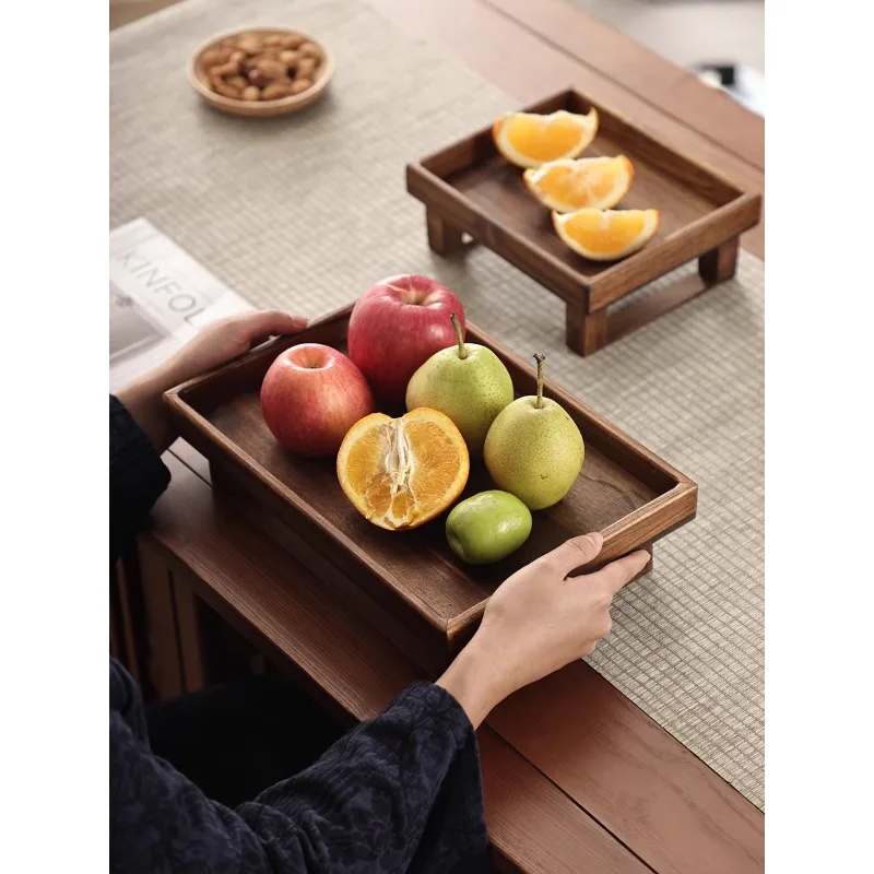 

Thai solid wood tray new Chinese fruit tray living room coffee table household wooden retro fruit tea