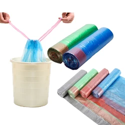 5Rolls of 75pcs Garbage Bags with Drawstring Household Disposable Garbage Bag for Home Kitchen Dormitory Trash Bags Accessories