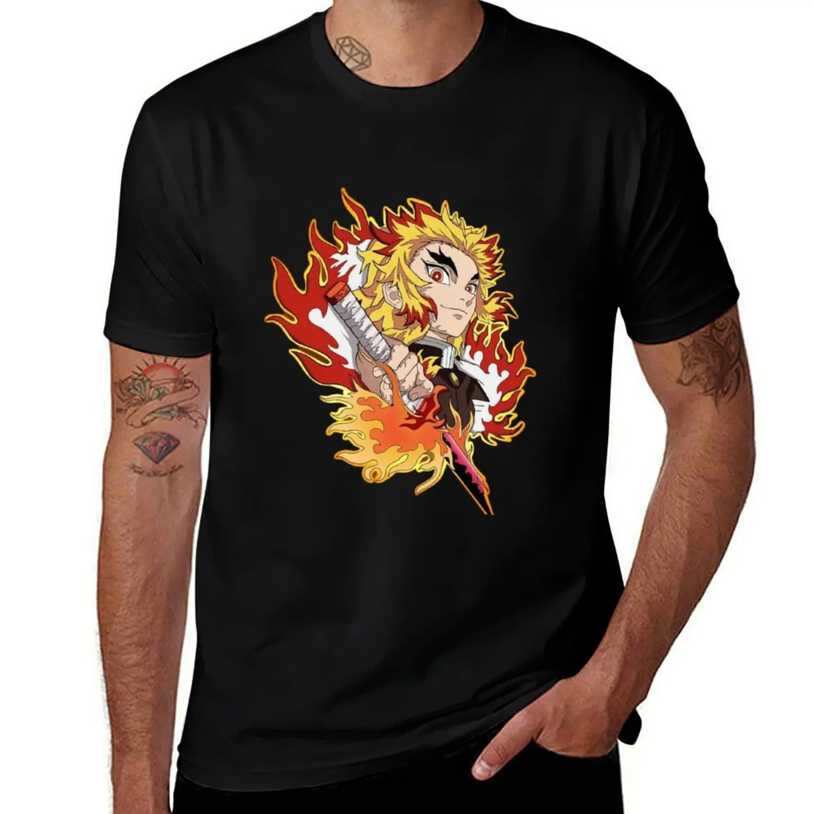 

Fire pillar T-Shirt anime tshirt black cotton t-shirt plain for man package t shirts with prints T-Shirt